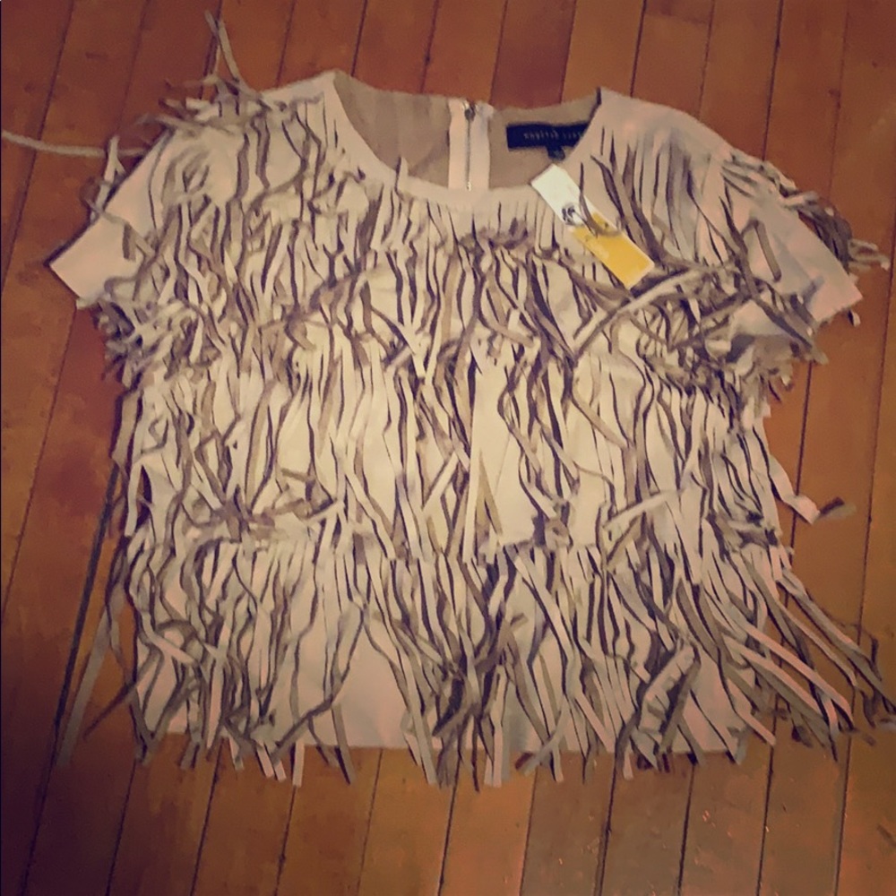 Beautiful faux leather fringe top